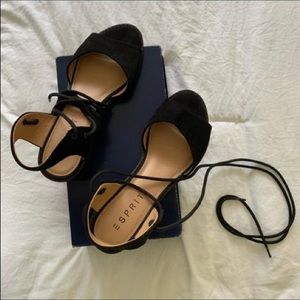 Esprit Black Lace Up Sandals